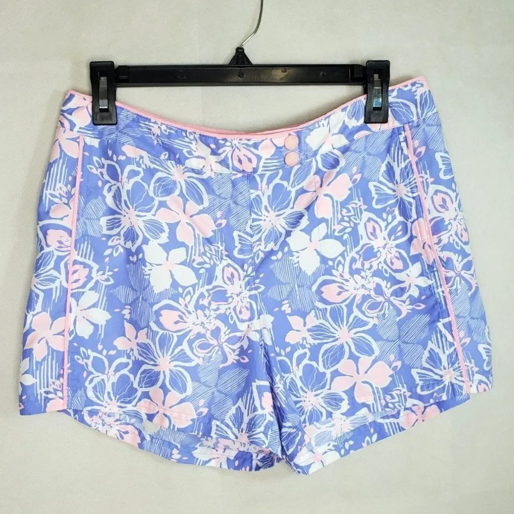 Eddie Bauer Floral Hawaiian Print Swim Active Quick Dry Resort Vacation Shorts